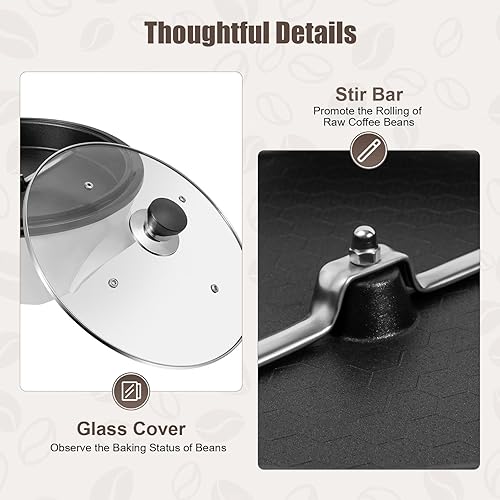 Tostador de café eléctrico para uso doméstico, tostadora de café de grano de maní de 800 W, temperatura ajustable, para cafeterías, familias, clubes