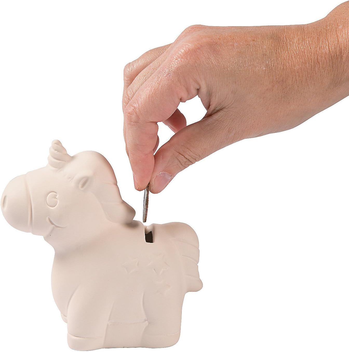 Fun Express DIY Ceramic Unicorn Bank, Set of 12 - Crafts for Kids and Party Activities