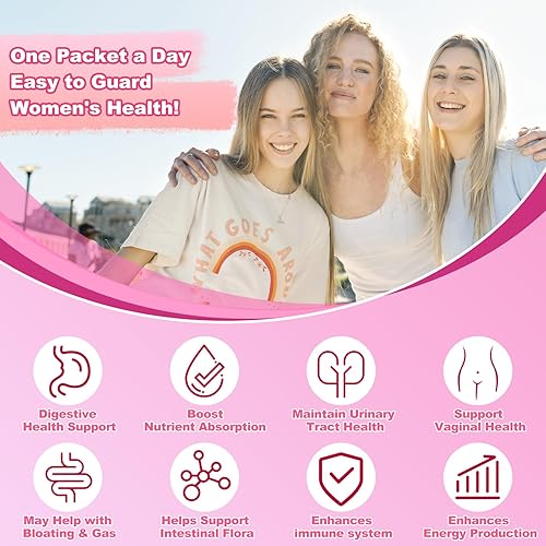 Miniatura 4 de KFG Polvo probiótico para mujer, con 100 mil millones de UFC, 20 cepas, 3 prebióticos orgánicos, arándano, enzimas digestivas y D-manosa, para