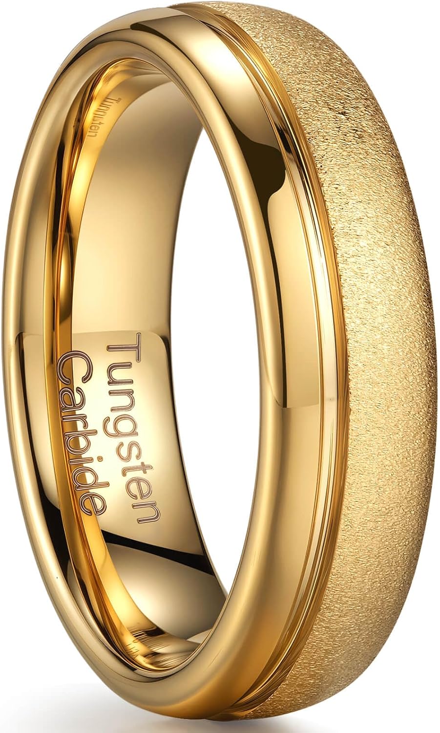 Men's Tungsten Carbide Wedding Ring - 8mm Black High Polish Set Blue/White Stones/Gold Ideal for Everyday Wear Comfortable Fit Ideal for Grooms