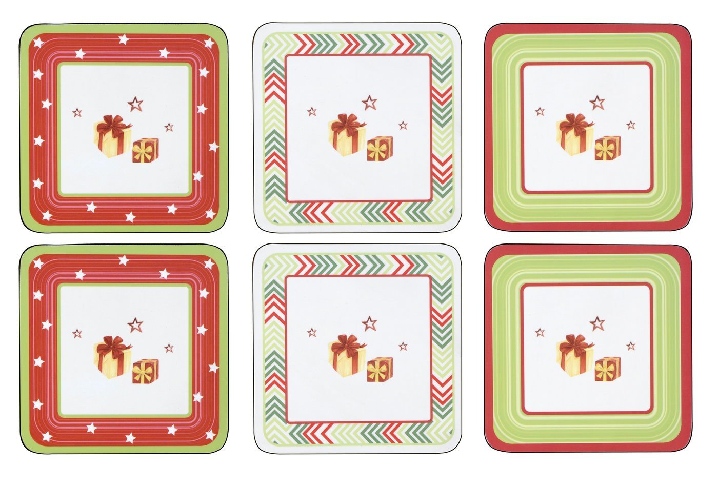 Portmeirion Pimpernel 10.5 x 10.5 cm Medium Christmas Jubilee Coasters, Set of 6, Multi-Colour