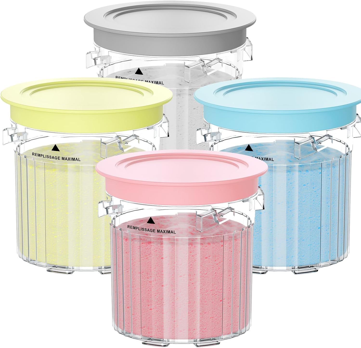 Ice Cream Containers Replacement Pints and Lids for Ninja Creami Breeze 5-in-1 NC100, Compatible with Ninja 7-in-1 NC200 Series, Ice Cream Maker,