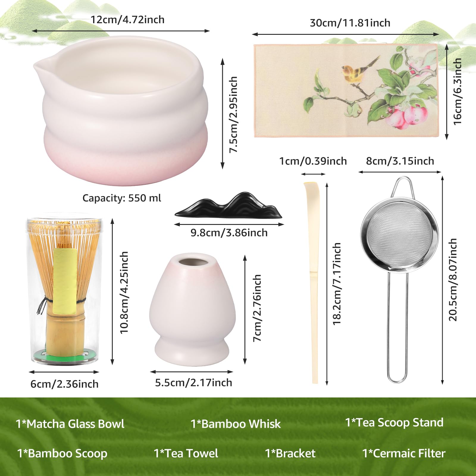 7-teiliges Matcha Set In Rosa - Inklusive Bambusbesen, Schale & Zubehör Für Perfekten Matcha