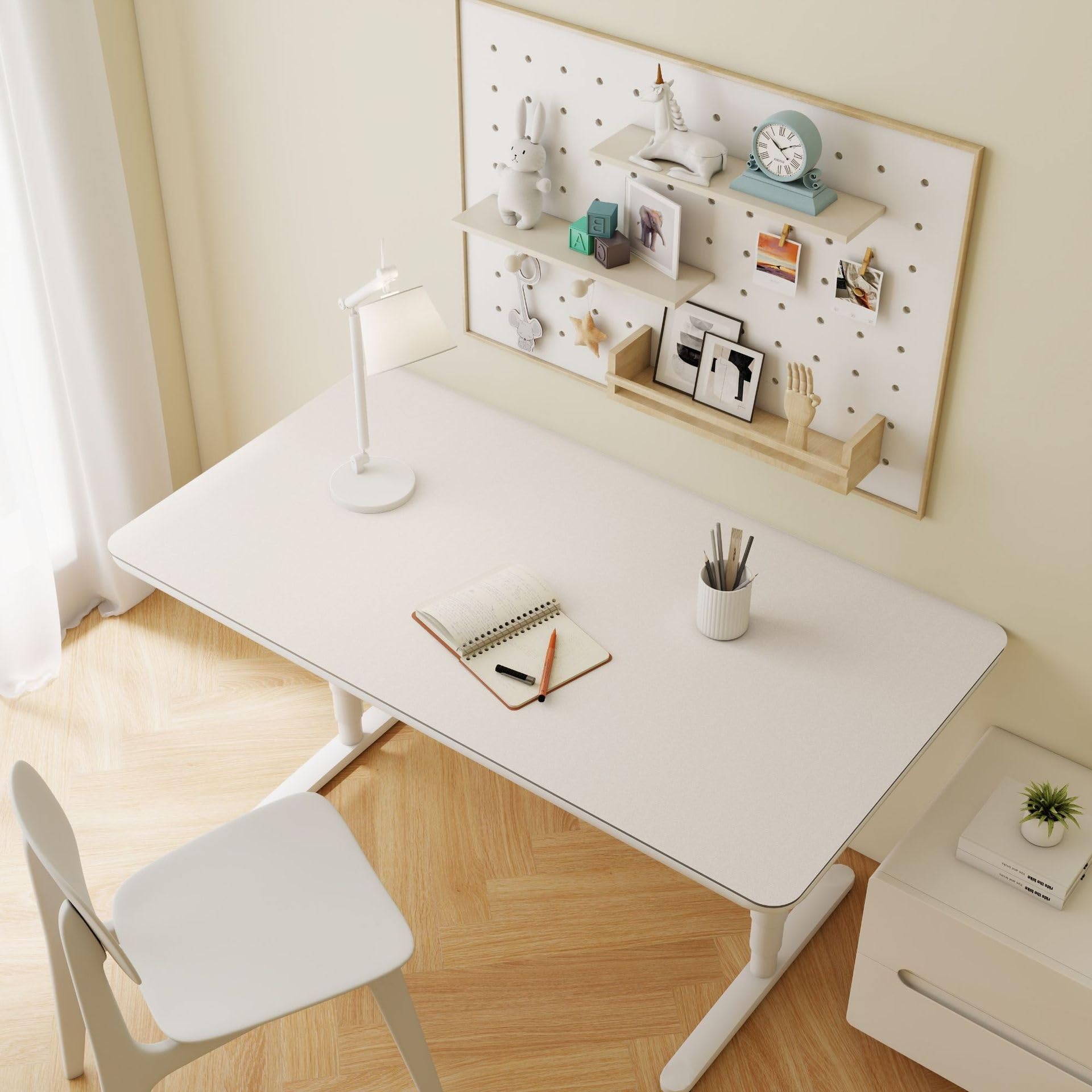 PU Leather Desk & Table Top Protector Mat, Non-Slip Surface Waterproof Desk Mat for Keyboard, Mouse & Makeup Dressing Table(White,40x80cm)