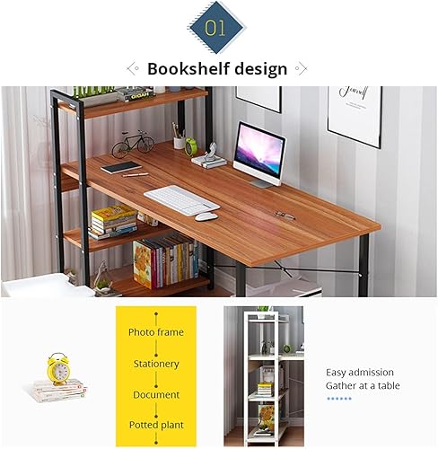 Miniatura 3 de Escritorio para computadora portátil estación de trabajo de PC de estilo moderno con 4 niveles estantería para oficina en casa estudio sala de estar