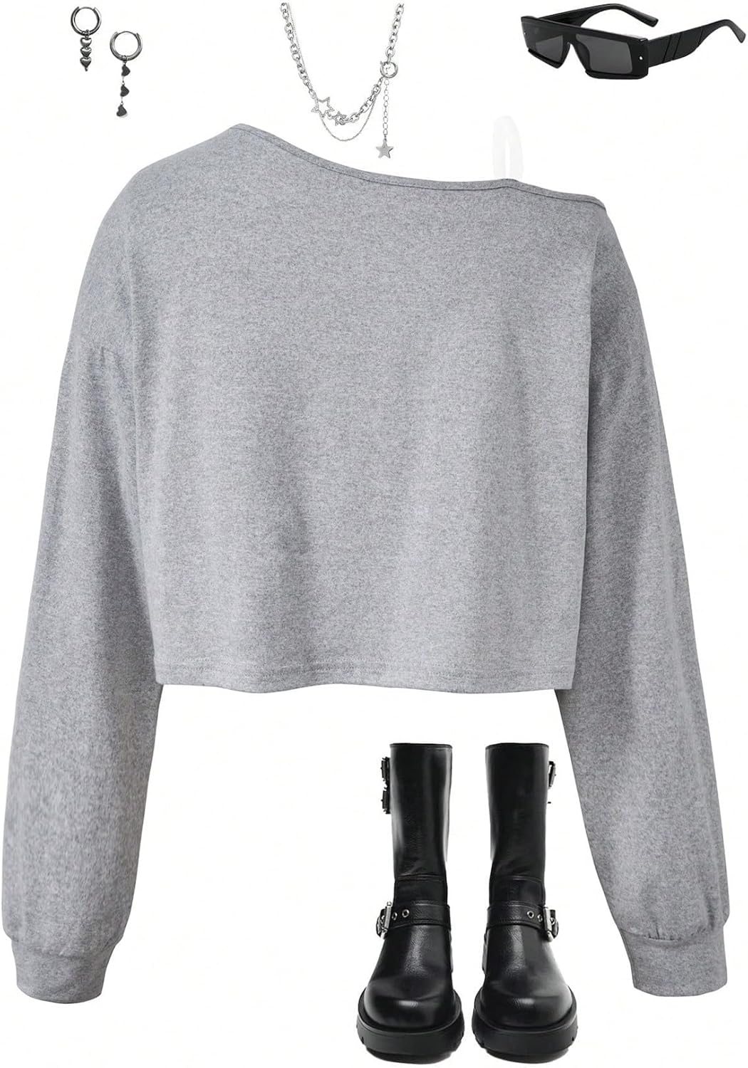SOLY HUX Girl's Off The Shoulder Sweatshirt Tops Long Sleeve T Shirts Cute Crop Pullover Tops - Image 3