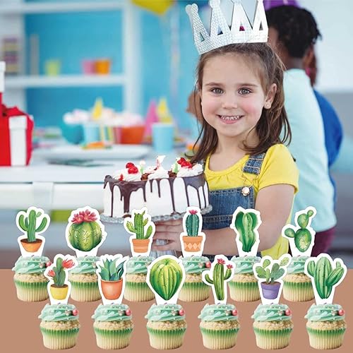 Miniatura 5 de Decoración para pastel de cactus, fiesta mexicana para baby shower, verano, vacaciones, niñas, niños, suministros de decoración de fiesta de