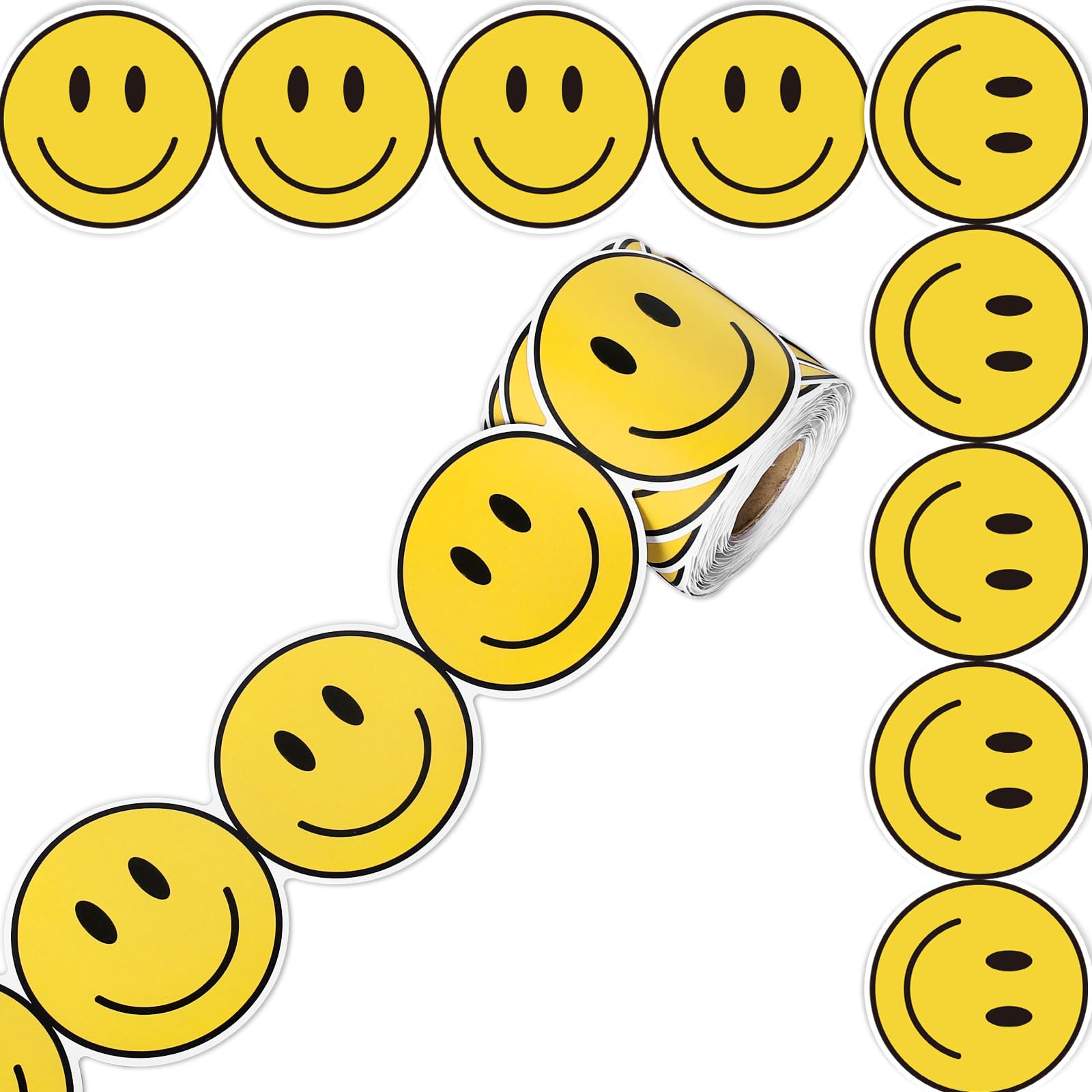 Whaline 65.6Ft Back to School Bulletin Board Border Smiling Face Trim Border Non-Stick Yellow Paper Border Roll for Teachers' Day Classroom Chalkboard