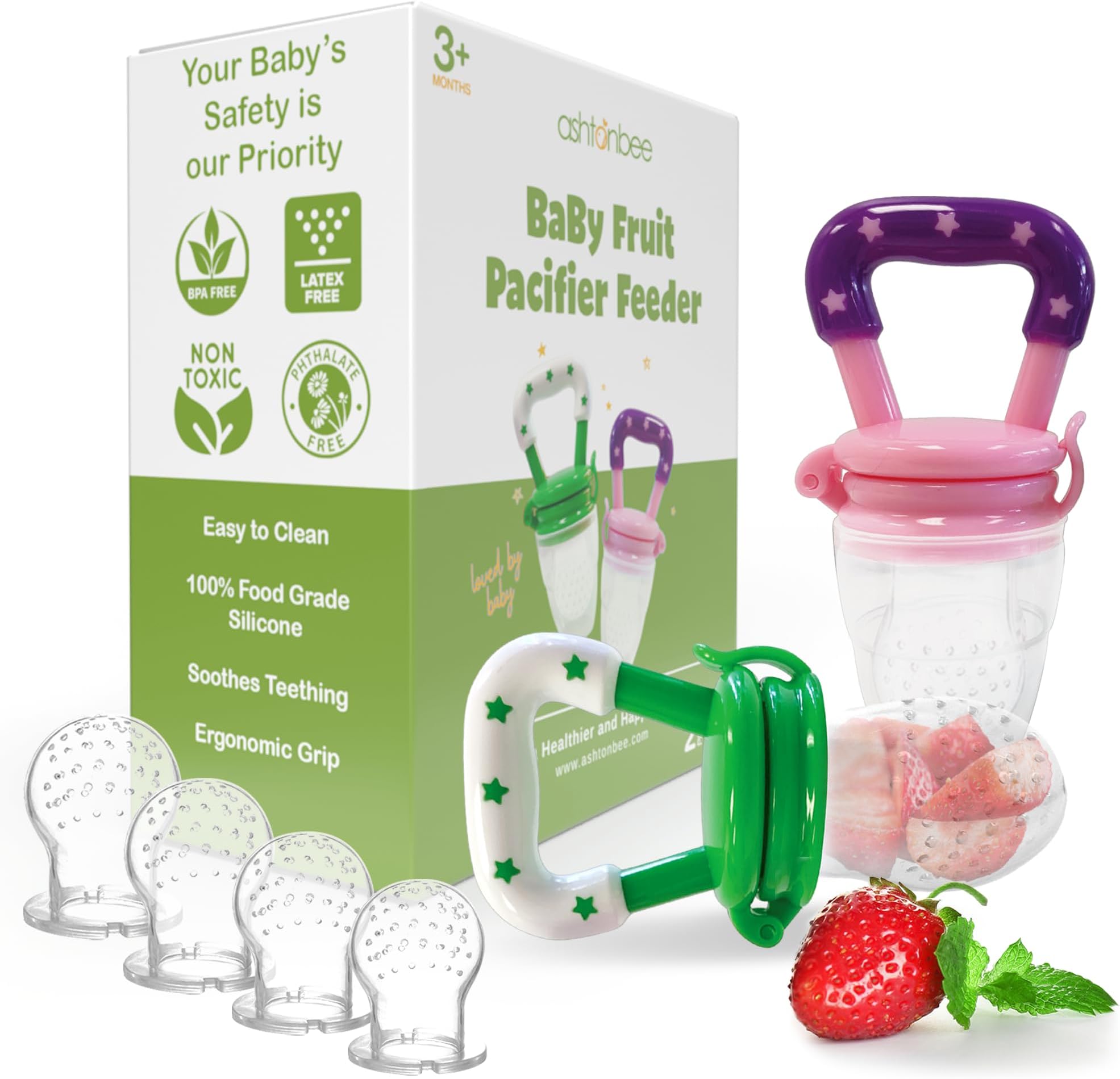 Ashtonbee Baby Fruit Feeder Pacifier Fresh Food Nibbler -2 Pack