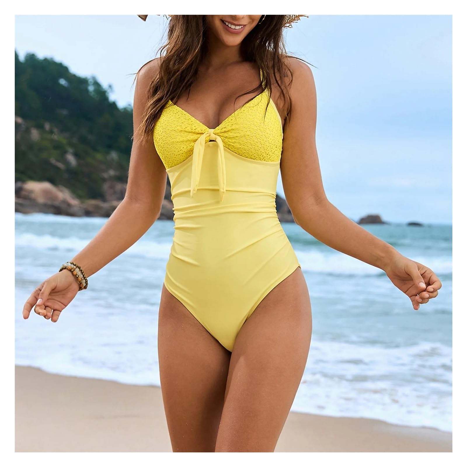 VFIDPSU Costume da Bagno Intero Costume da Bagno da Donna in Tinta Unita con Imbottitura for Il Petto, Senza Reggiseno in Acciaio, Sexy, Snellente, Morbido E Comodo