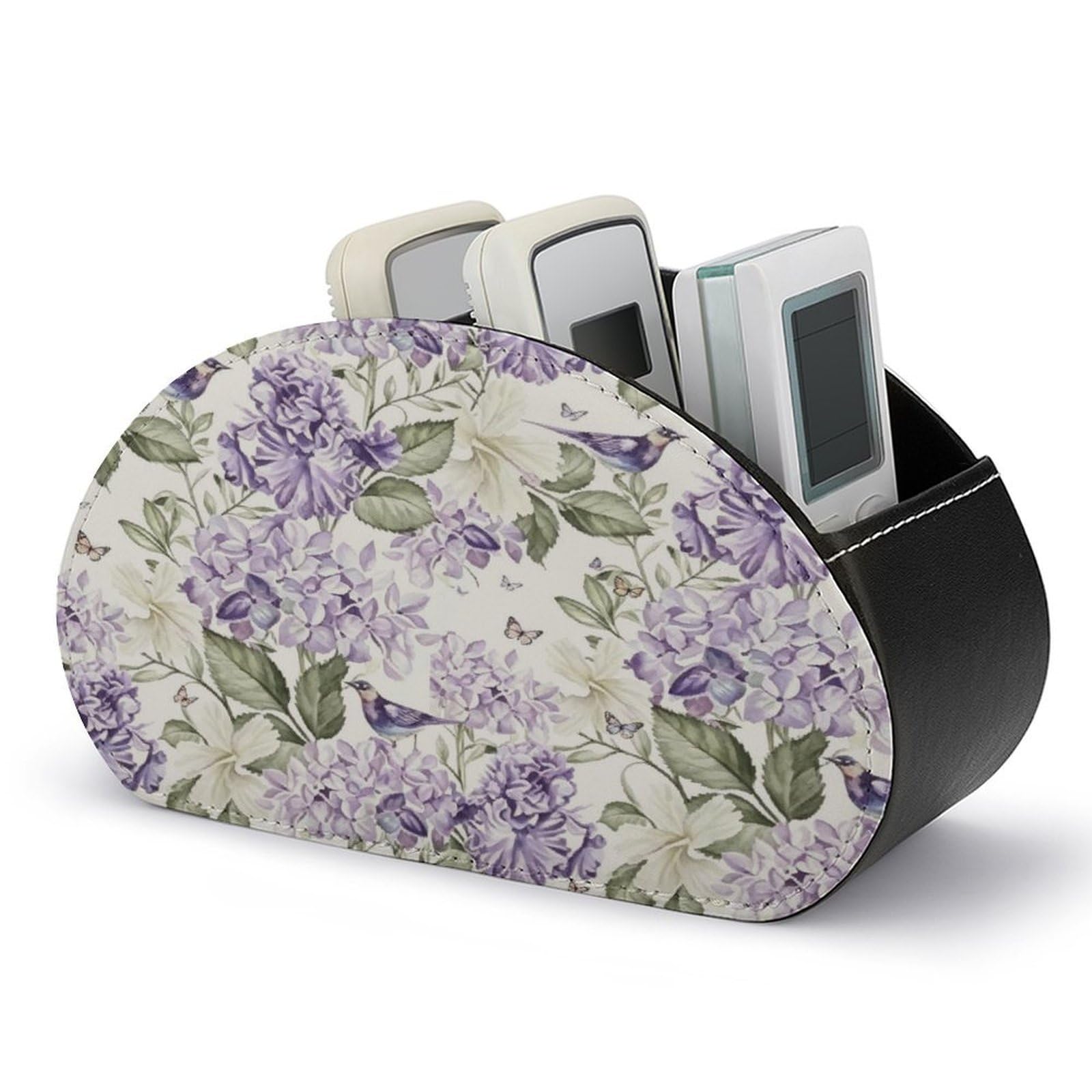 Btcowzrv Style Hibiscus Flowers Remote Control Holder With 5 Compartments