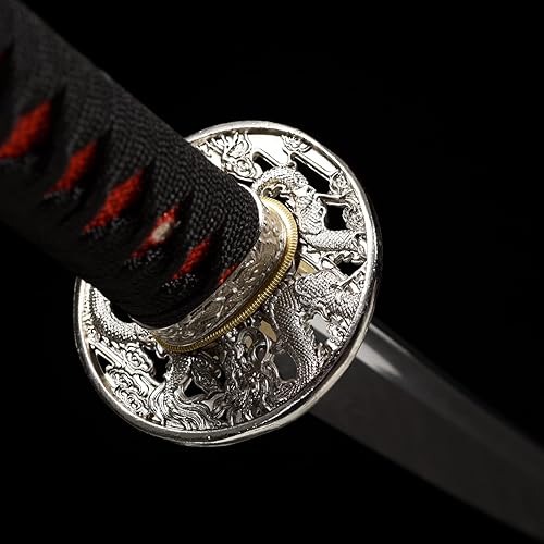 Miniatura 15 de Samurai Katana Espada japonesa hecha a mano, práctica, acero al carbono Damasco/1060/1095, templado/arcilla templada, espiga completa, afilada, Azul
