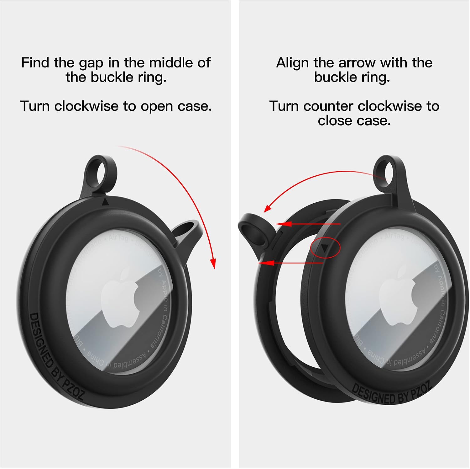 pzoz 4 pack airtag case keychain built in screen protector holder compatible with apple airtag hard plastic waterproof anti lost cover accessories