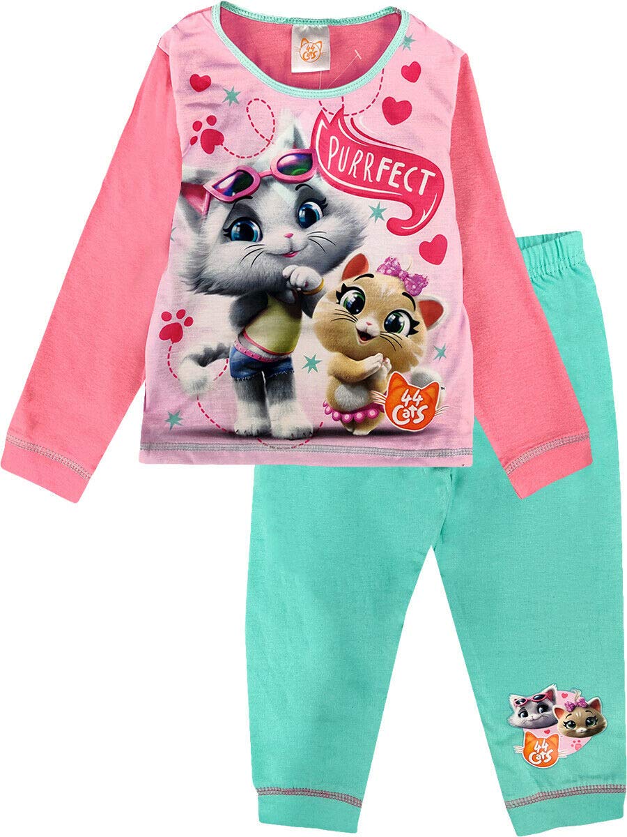 Tdp Textiles Girls Pink 44 Cats Pyjamas 18 Months To 5 Years Animal Pjs Nightwear (2-3 Years)