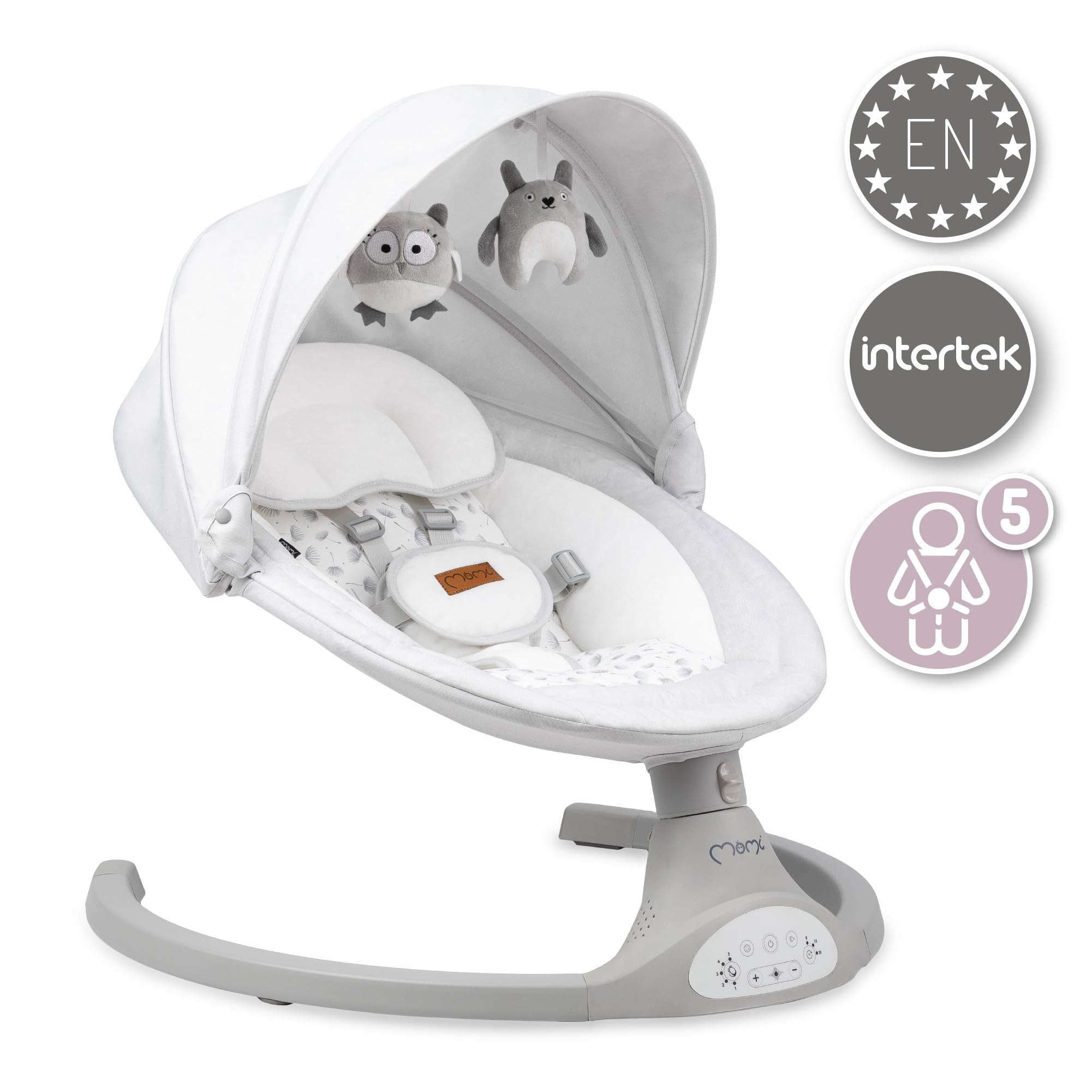 MoMi KENANI Babywippe klappbar mit Fernbedienung Bluetooth 5-Punkt-Sicherheitsgurt bis 9 kg