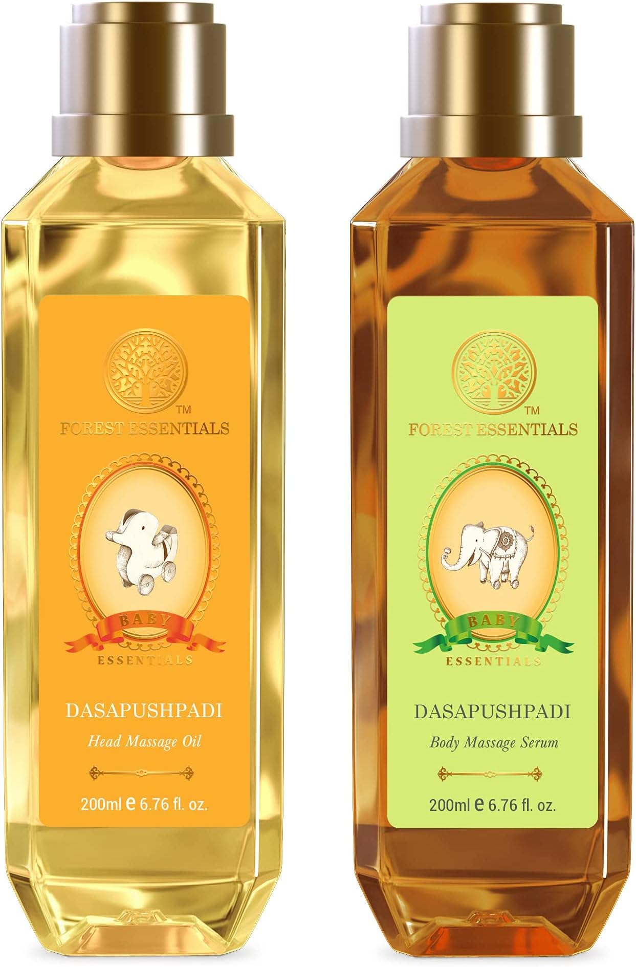 Dasapushpadi Baby Body Massage Serum 200ml (Baby Oil) & Forest Essentials Baby Head Massage Oil Dasapushpadi 200ml (Baby Oil)