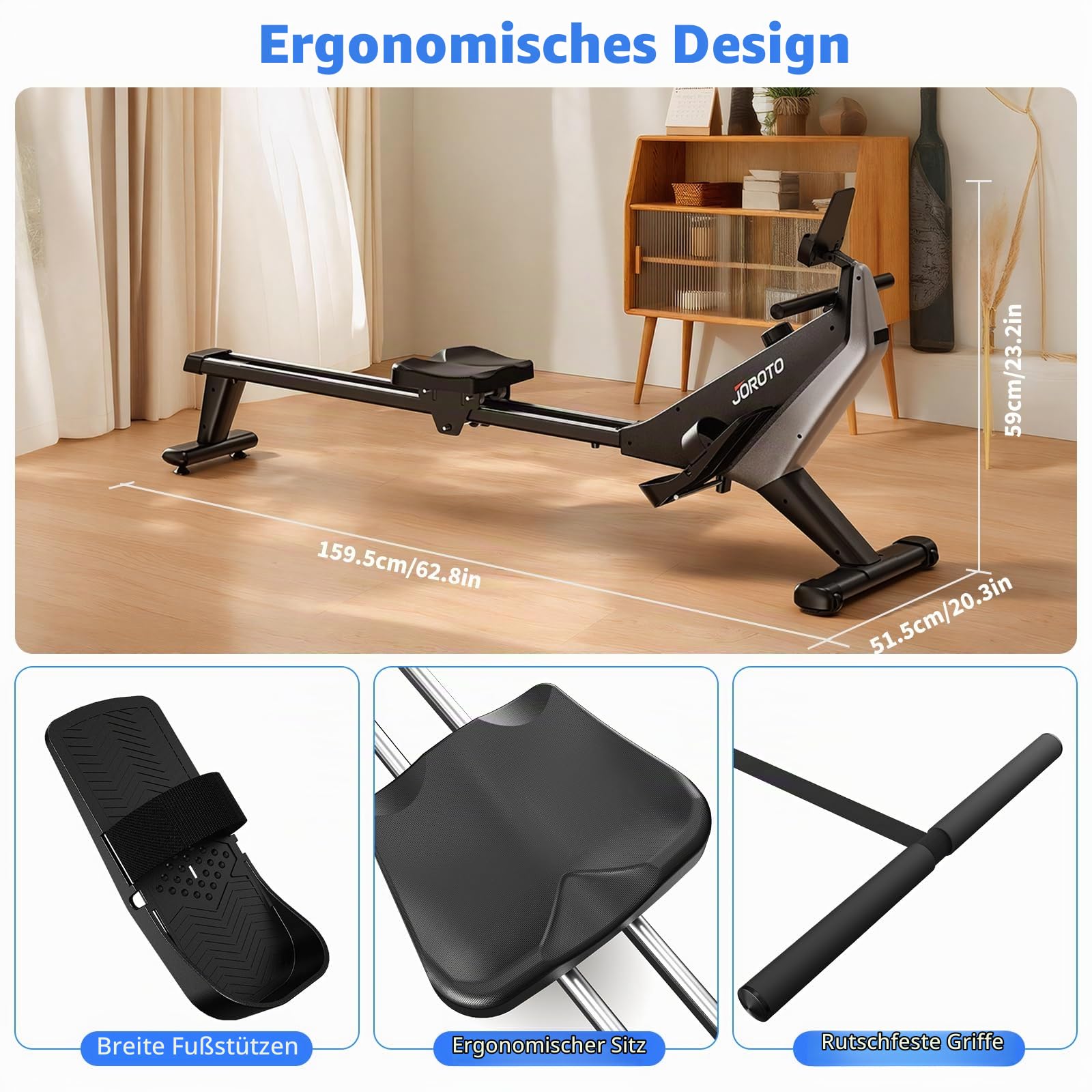 JOROTO Rudergerät für Zuhause, Leiser Magnetisches, 16 Stufen