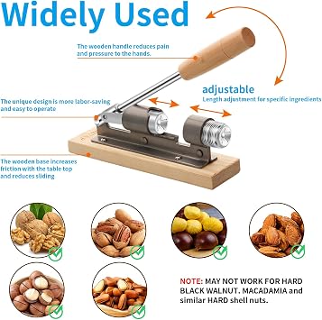 Nutcrackers for Nuts, Nut Crackers for Pecans, Heavy Duty Nut Cracking Tools, Adjustable Pecan Cracker Sheller, Pecan Nut Cracker Opener Tool for Walnuts Pecans Hazelnuts Almonds Brazil Nuts