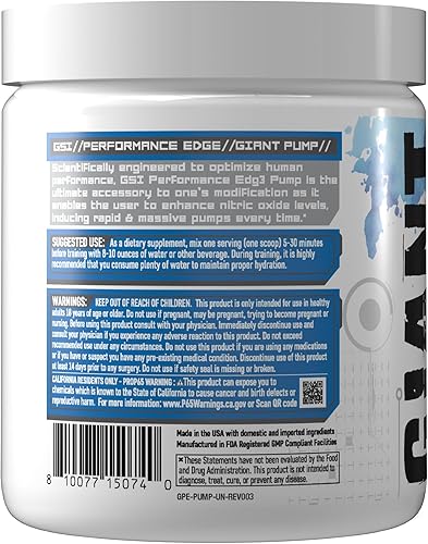 Miniatura 2 de Serie Giant Edge  Bomba gigante  Bomba 3D, L-citrulina para bombas y resistencia, 30 porciones sin estimulación (sin sabor)
