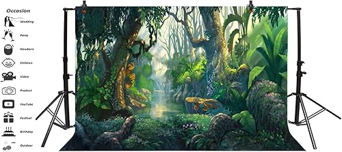 Miniatura 3 de AOFOTO Fantástico telón de fondo de selva de 10 x 7 pies para explorar bosques de verano para fotografía de aventura, fondo de fotografía de