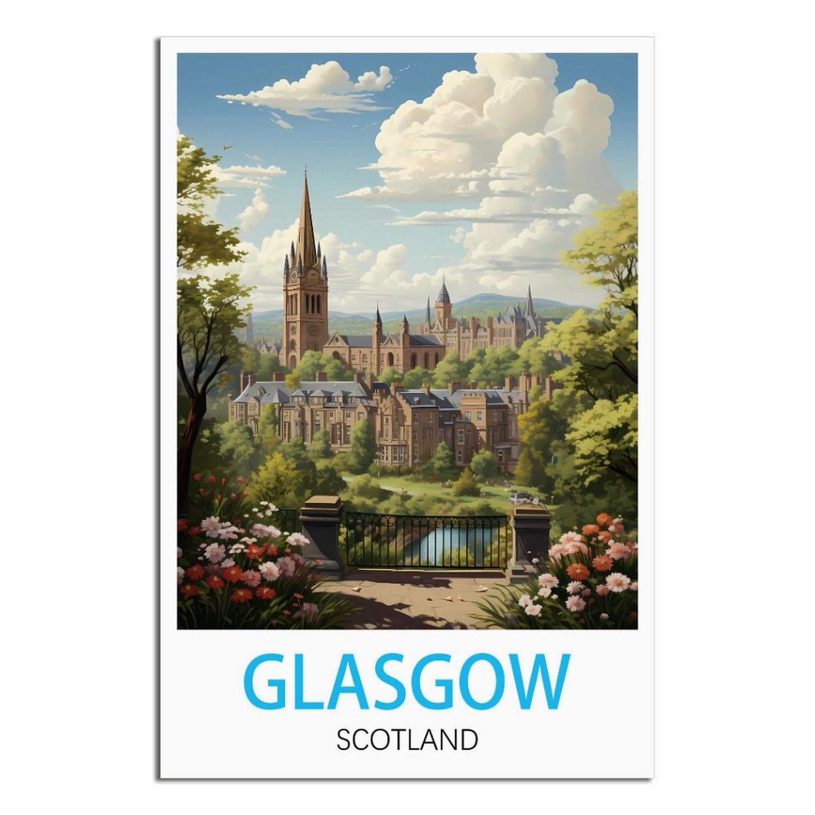 Naegv V145 5D Diamond Painting By Number Kits，Glasgow Scotland Diy Full Drill Diamond Art Kits For Home Wall Decor Gifts 30X40cm