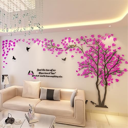 MJTP - Árbol en pareja gigante de bricolaje de 3D, Adhesivos decorativos para pared, Arte decorativo de pared acrílico de cristal.