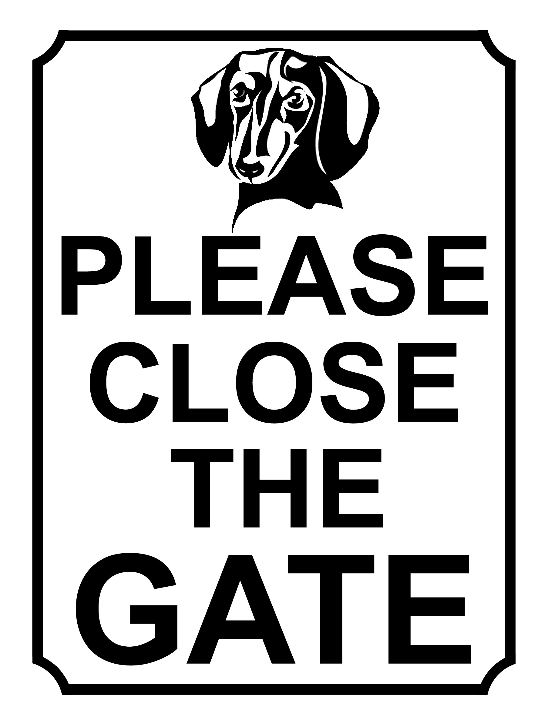 SHAWPRINT PLEASE CLOSE THE GATE DOG THEME METAL SIGN 267MM X 200MM (386H1L) LARGE 10" X 8"