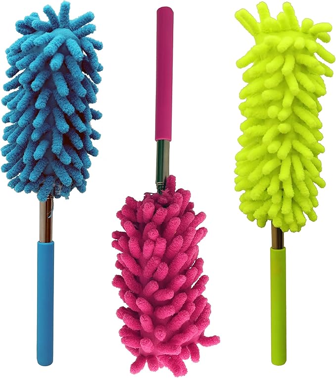 ZYBUX 3 Pack Extendable Feather Dusters for Cleaning Microfiber