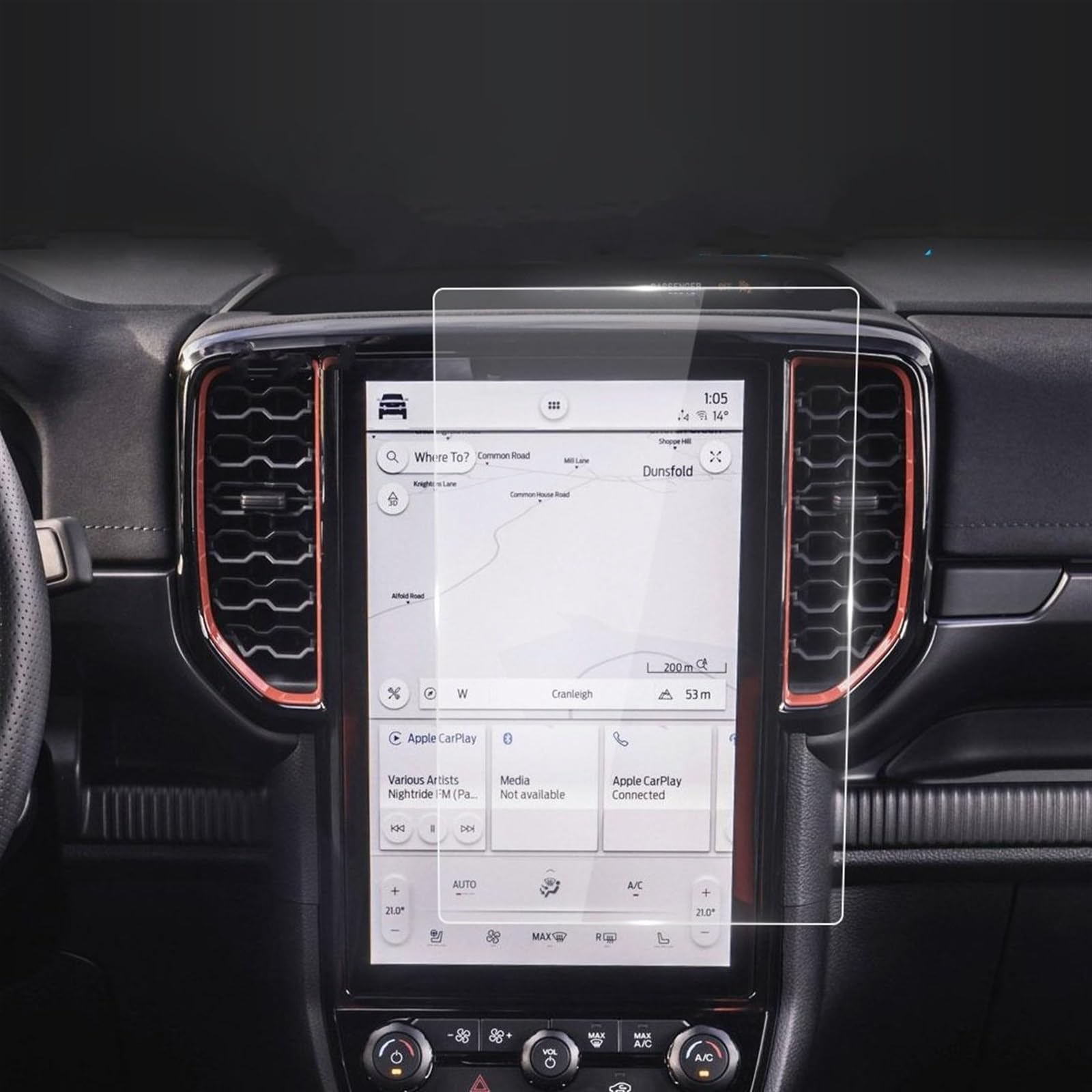 Interni automobilistici Per Ranger 2023-2024 | Veicolo Carplay Consolle Navigazione Schermo Protezione Rinforzato Vetro Protettivo Pellicola HD Schermo Pellicola