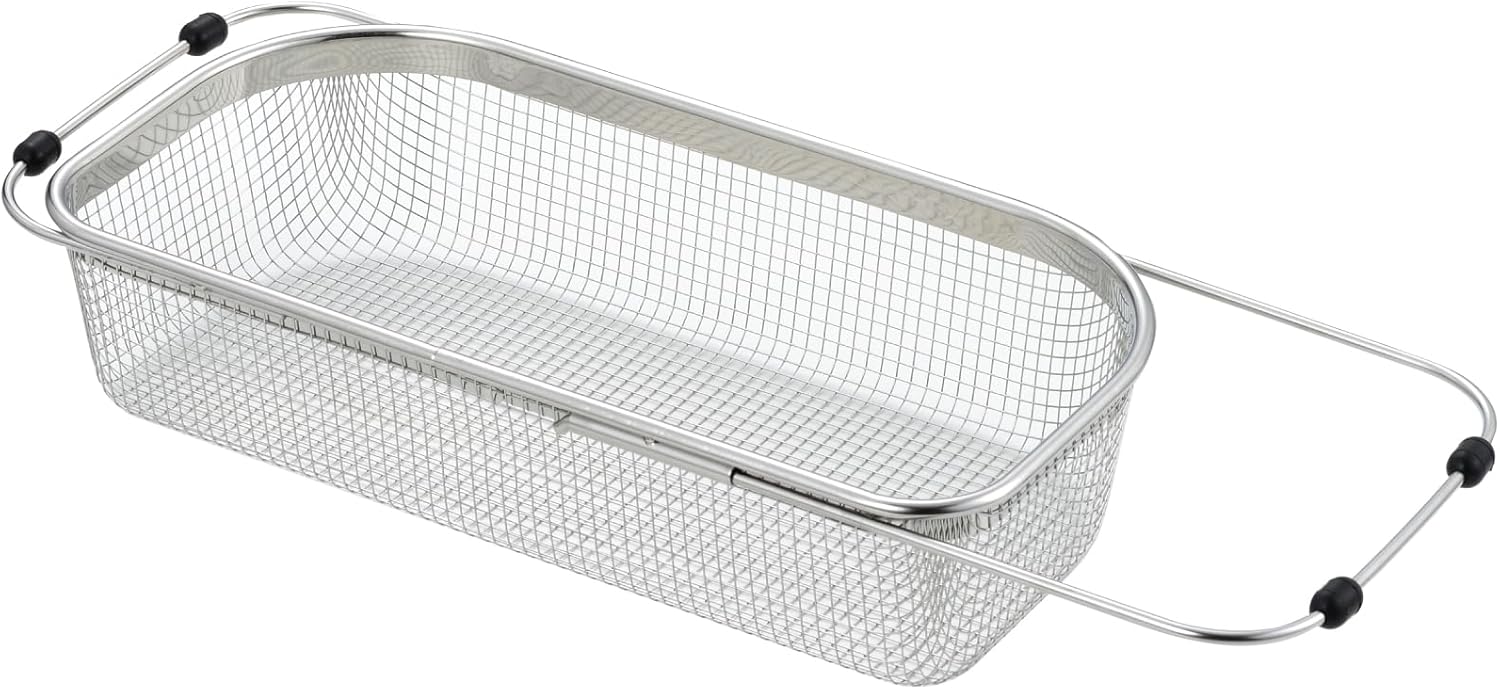 Kanai Kogyo 1686114 Drainer Rack, Large, For 3 to 4 People, Made in Japan, Shapeline 18-8 Sliding Mesh Sink Basket