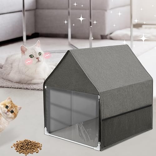 Miniatura 10 de Yeebeny Cubierta para caja de arena para gatos, cubierta cerrada para caja de arena para gatos y gatos, cortina abierta para un fácil acceso a la