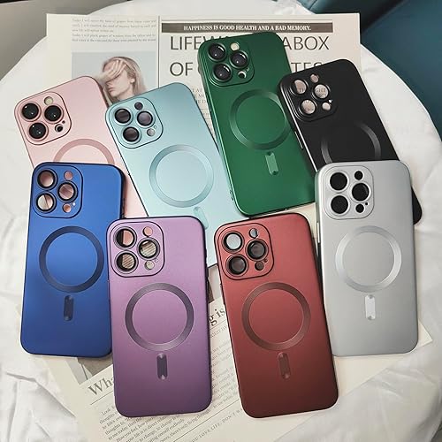 Miniatura 6 de ankofave Magsafe - Funda magnética para iPhone 15 Pro para mujeres y hombres, bonito diseño mate de lujo metálico suave con protector de lente de
