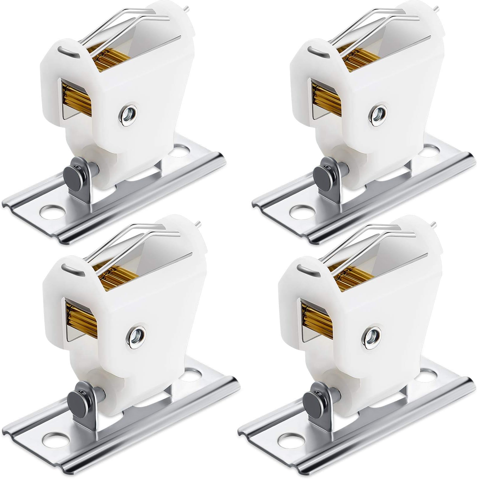 Jetec 4 Pieces White Roman Shade Cord Lock Dual Brass Wheels Stainless Steel Bracket Swivel Type Hold up to 3 Cords Austrian Shade Window Blind Lock for Pleated Shades Woven Wood Shades Bamboo Blinds