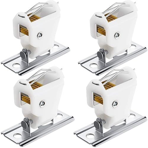 4 Pieces White Roman Shade Cord Lock Dual Brass Wheels Stainless Bracket