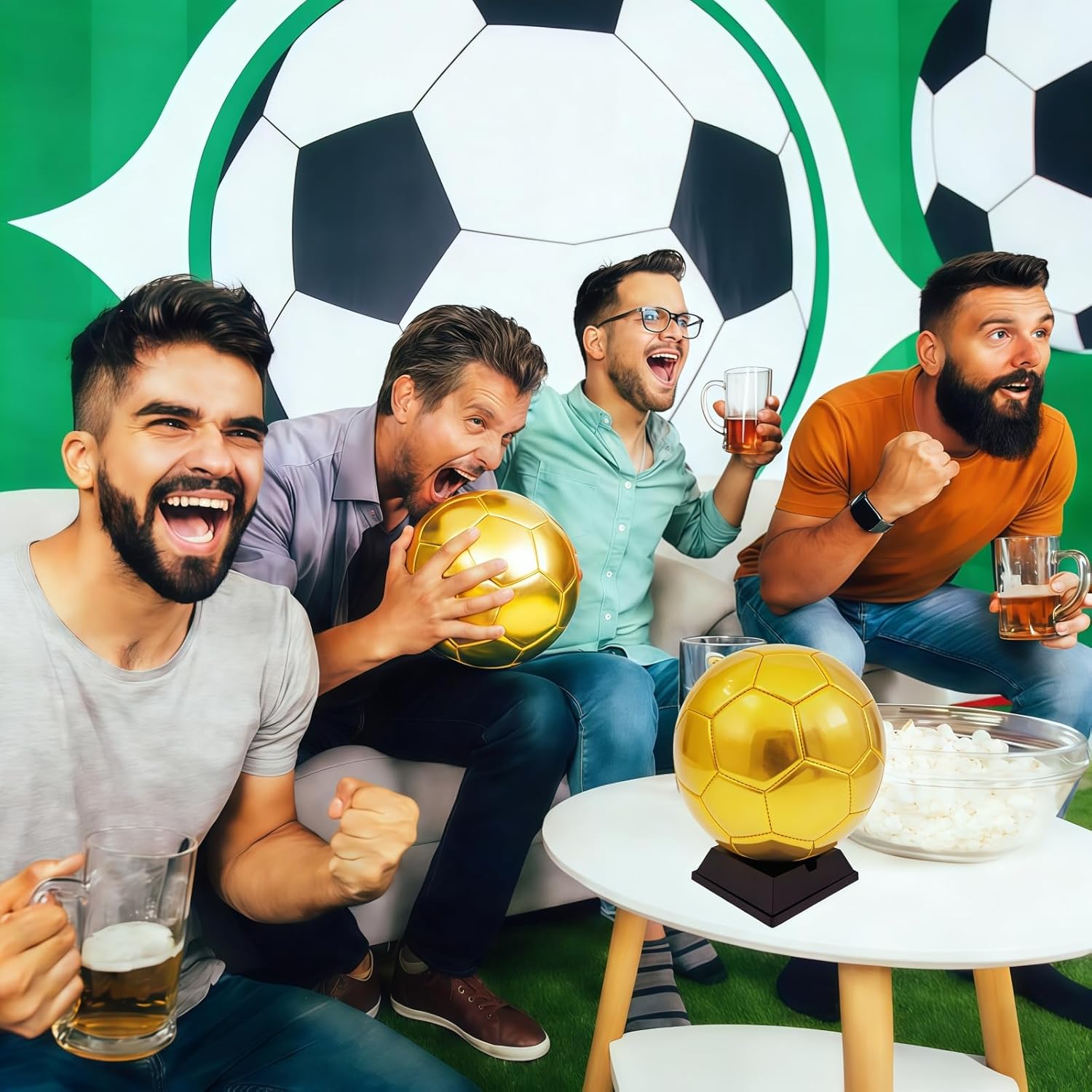 Gold Soccer Ball Size 3, DIY Autograph Football, with Air Pump Display Stand for Trophies, Awards, Championship Party