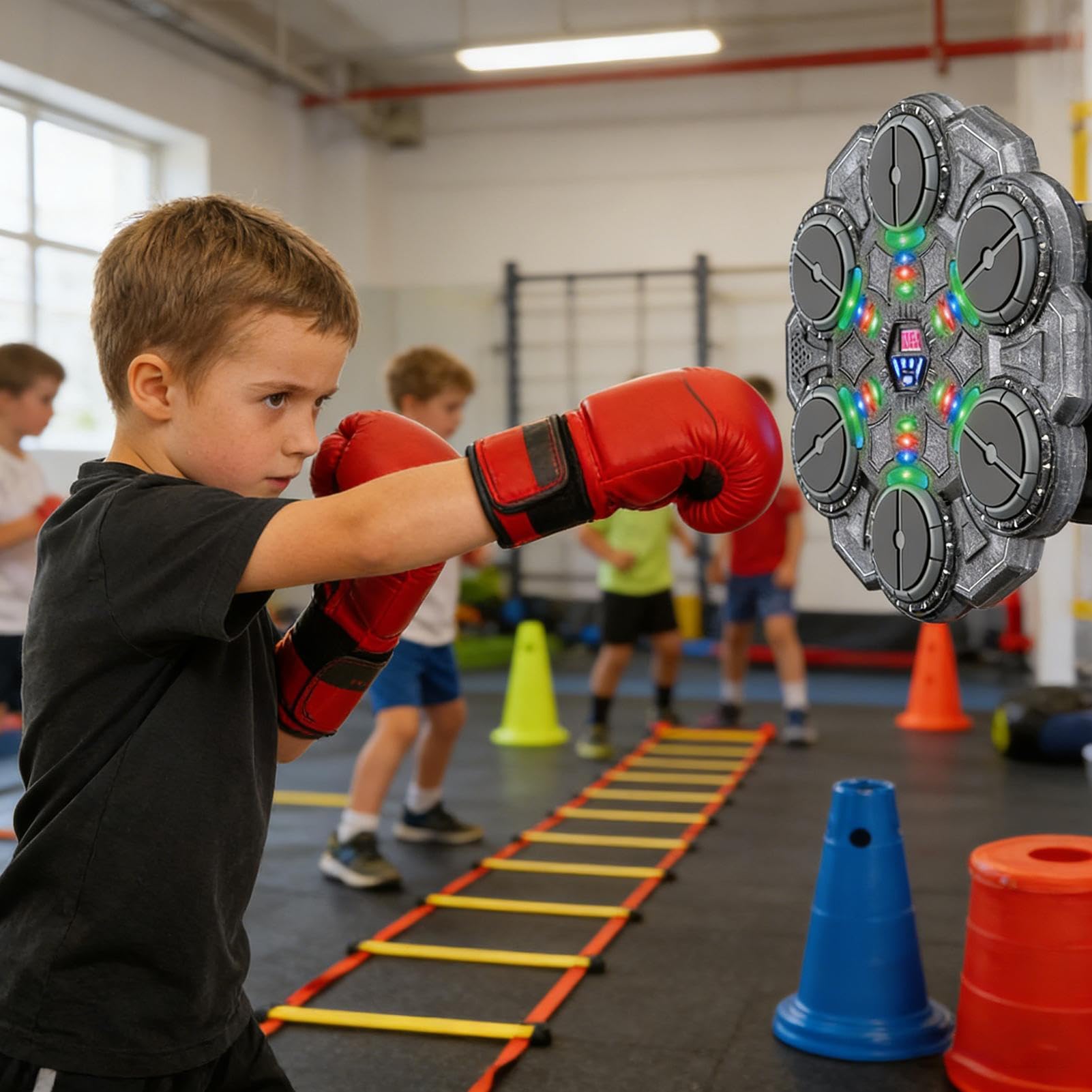 Macchina da boxe musicale per adulti - Attrezzature di allenamento interattive | Macchina per esercizi di pugilato musicale da parete - per uomini donne adolescenti ragazze casa palestra