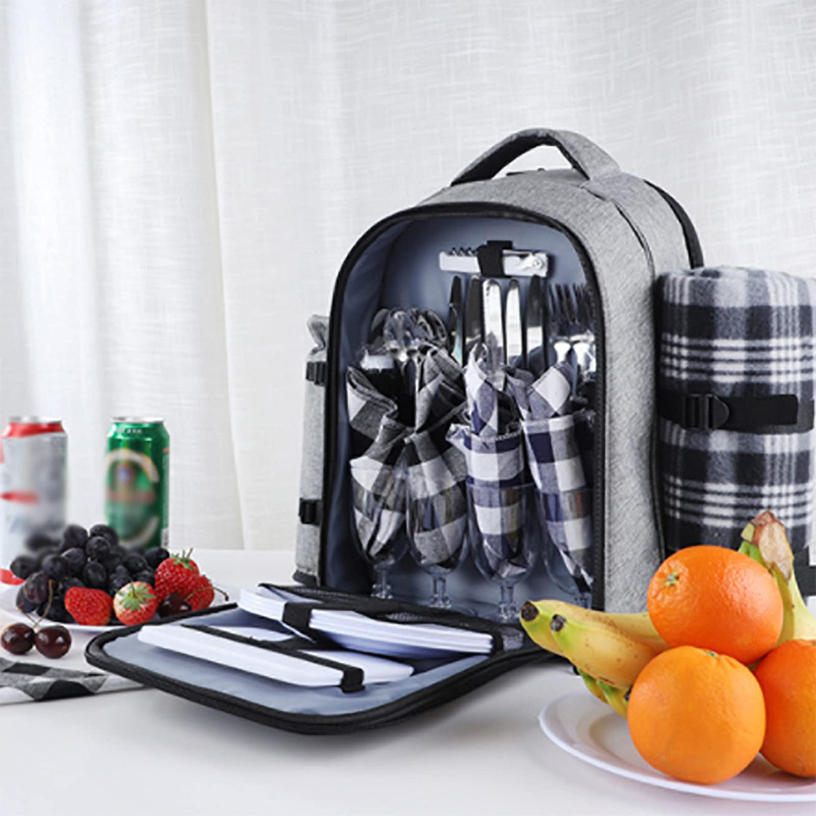 Zaino termico termico, borsa termica per il pranzo a due piani, leggera, con tagliere, grande capacità, impermeabile, per viaggi, escursionismo, spiaggia, scuola, campeggio, barbecue