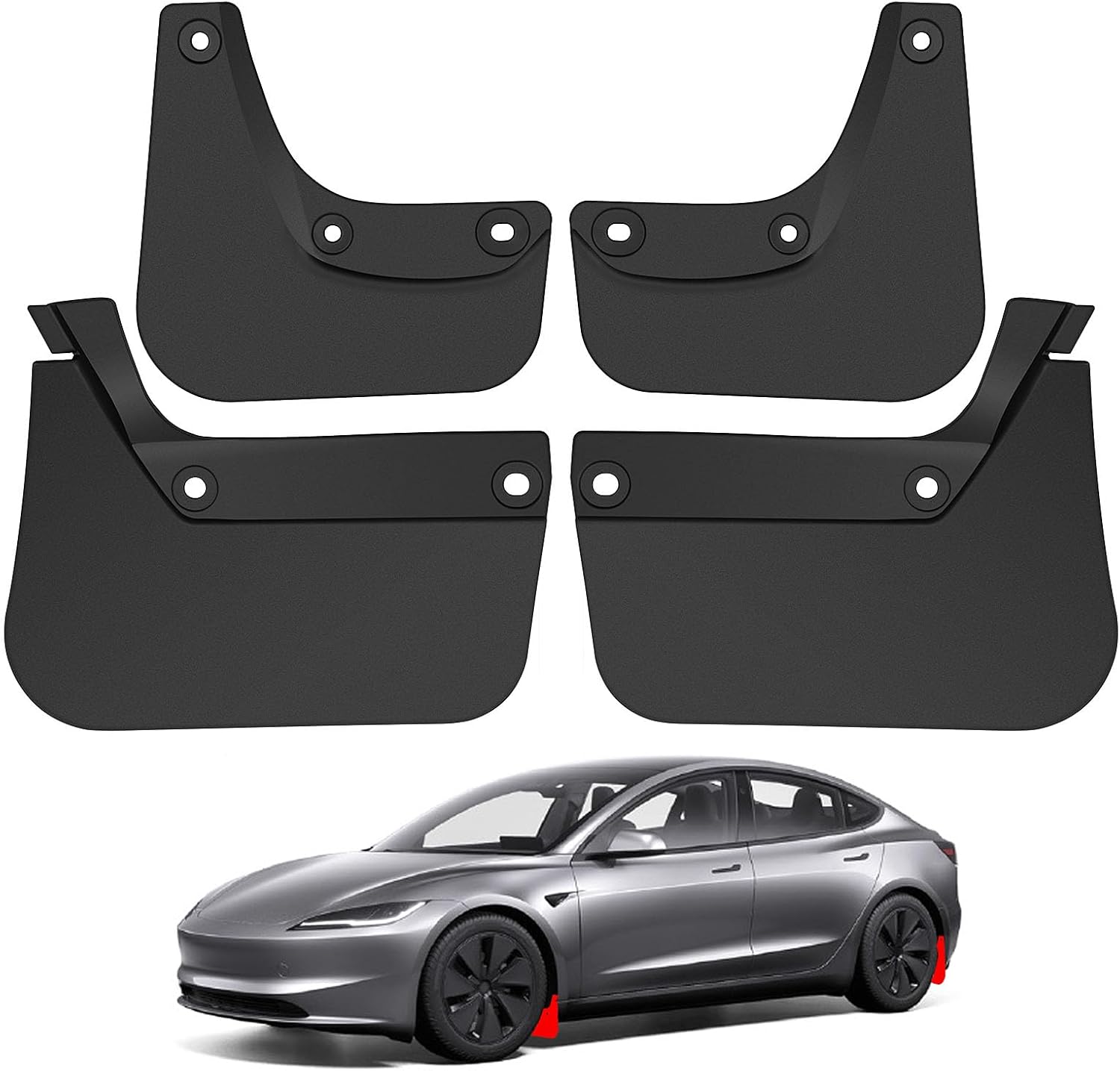 Mud Flaps for Tesla Model 3 Highland 2024 Upgraded Flexible Mudflaps No Drilling No Tape Splash Guards Accessories 4PCS