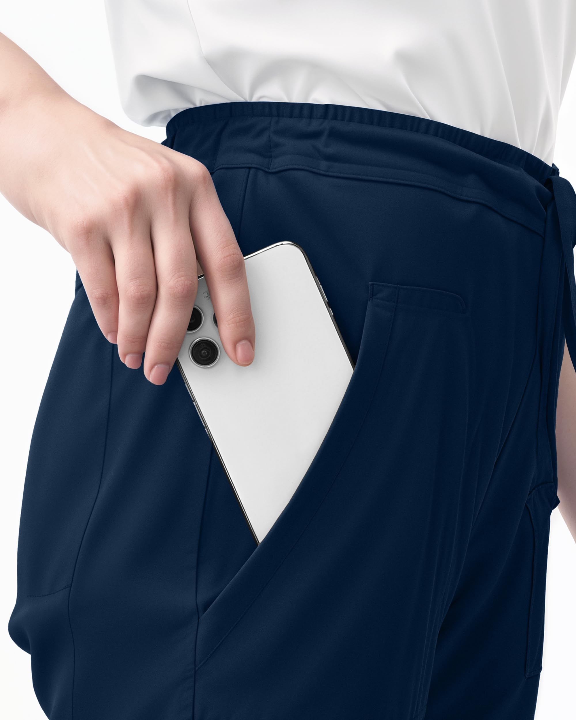 NY Threads Pantaloni chirurgici da donna, vestibilità rilassata, vita media, 5 tasche con coulisse, pantaloni da donna, cucitura interna 78 cm