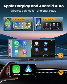 11.5 Largest Wireless Carplay Screen for Car, Portable A pple Carplay & Android Auto Touch Screen, 4K Dash Cam/App Control/1080p Backup Camera/Mirror Link/Voice Control/GPS/Bluetooth,for All Vehicles