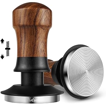 NOTSEK Tamper 51mm 30lbs Anpressdruck Kaffee Tamper mit Ripple Base Walnuss Druckregulierender Espresso Tamper Kalibriert Feder belastet Tamper f r 51mm Siebtr ger