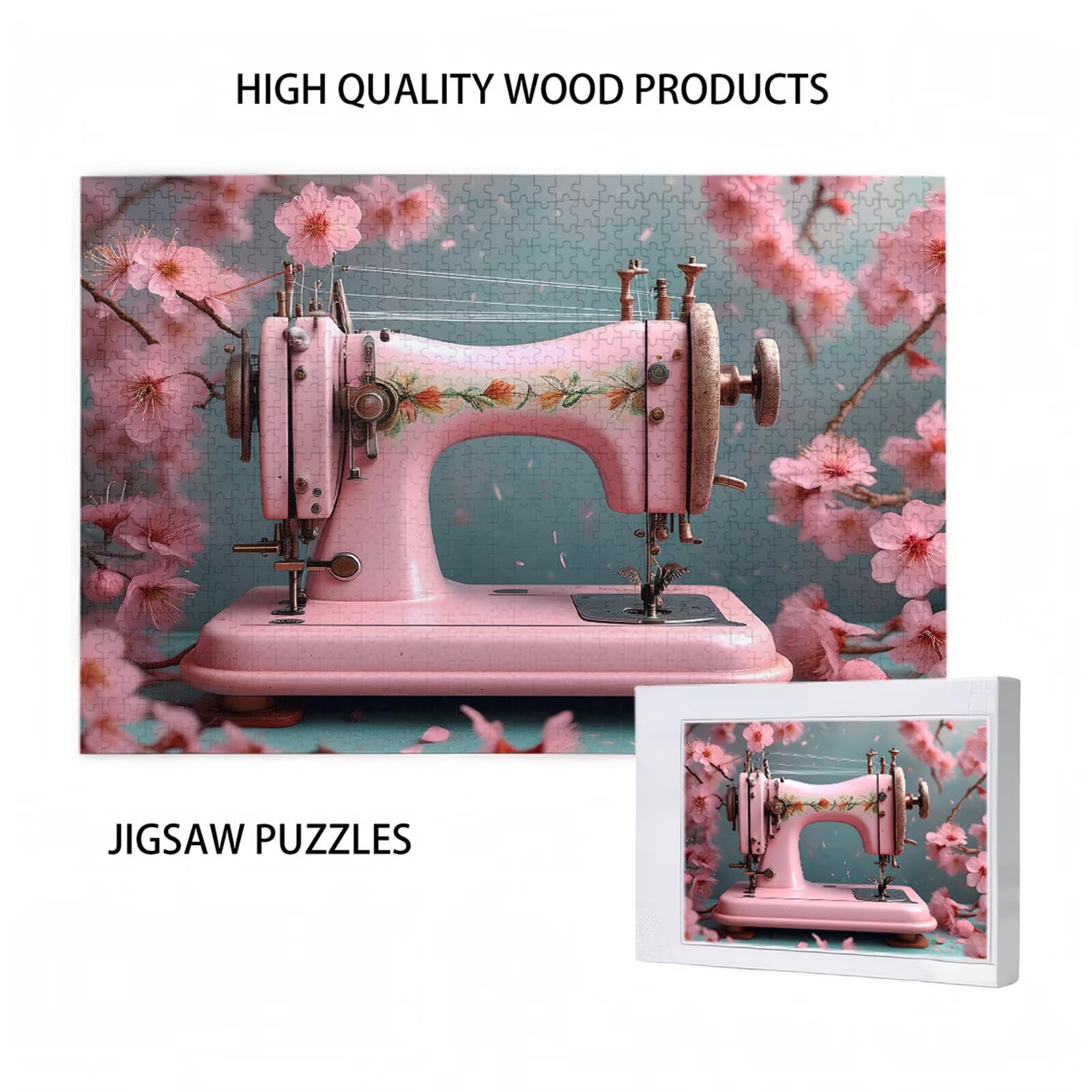 5000 sztuk puzzli dla dorosłych, kreatywne niemożliwe puzzle dla dorosłych początkujących, duża drewniana układanka z plakatem i pudełkiem do przechowywania, wystrój domu, motyw: maszyna do szycia i