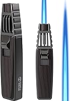 Vista 1 de Encendedor de butano, soplete de soldadura, estilo nogal negro, soplete de cocina recargable, resistente al viento, ajustable, llama solar, soplete