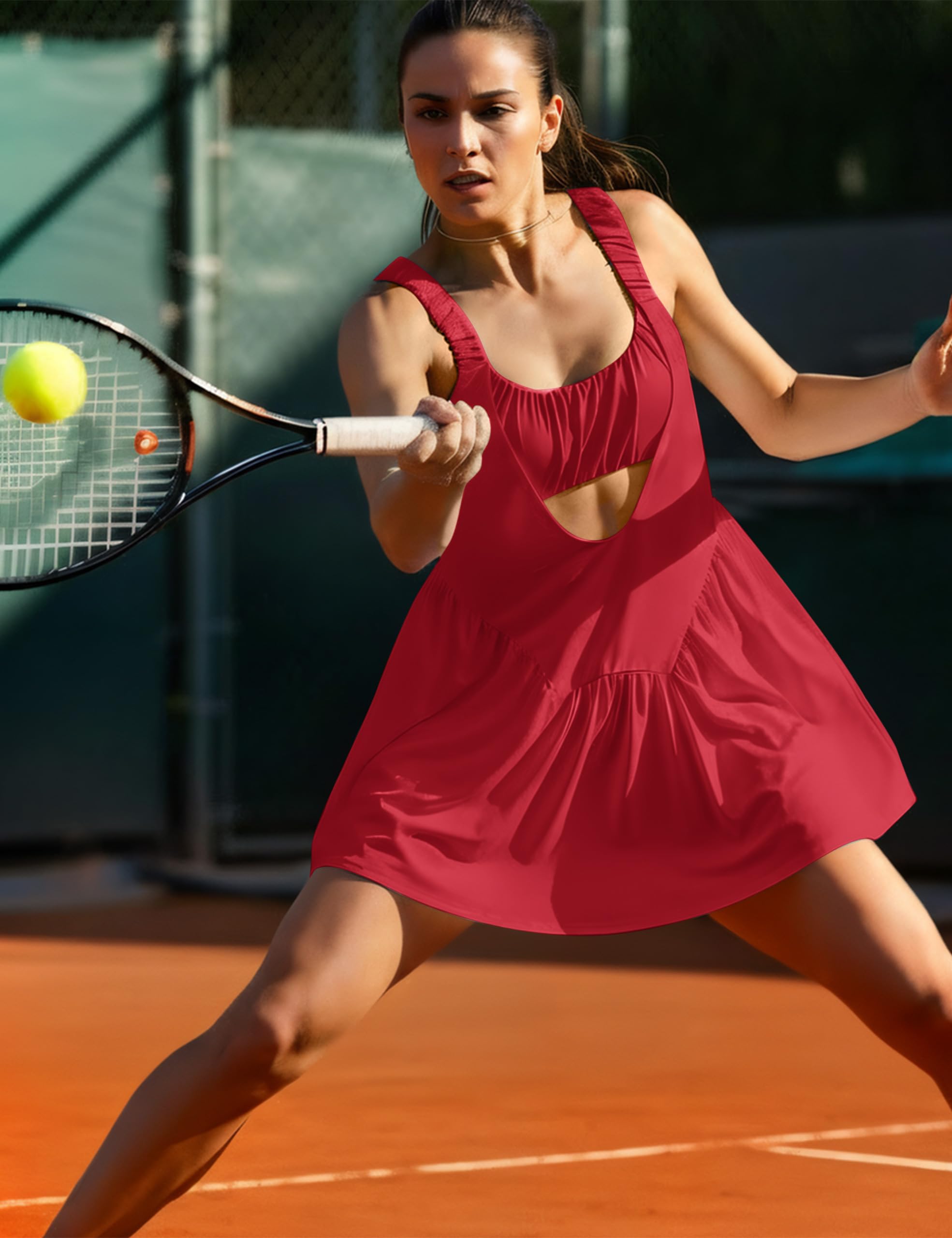 Lauweion Damen Tenniskleid mit Shorts Mini Trainingskleid Hot Shot mit integriertem BH Athletische Kleidung 2 Stück Sommer