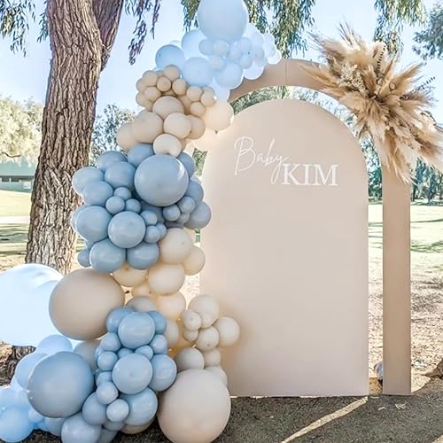Miniatura 5 de RUBFAC 110 globos azul pastel de diferentes tamaños de 18, 12, 10 y 5 pulgadas, para arco de guirnalda, globos azul claro para cumpleaños, baby