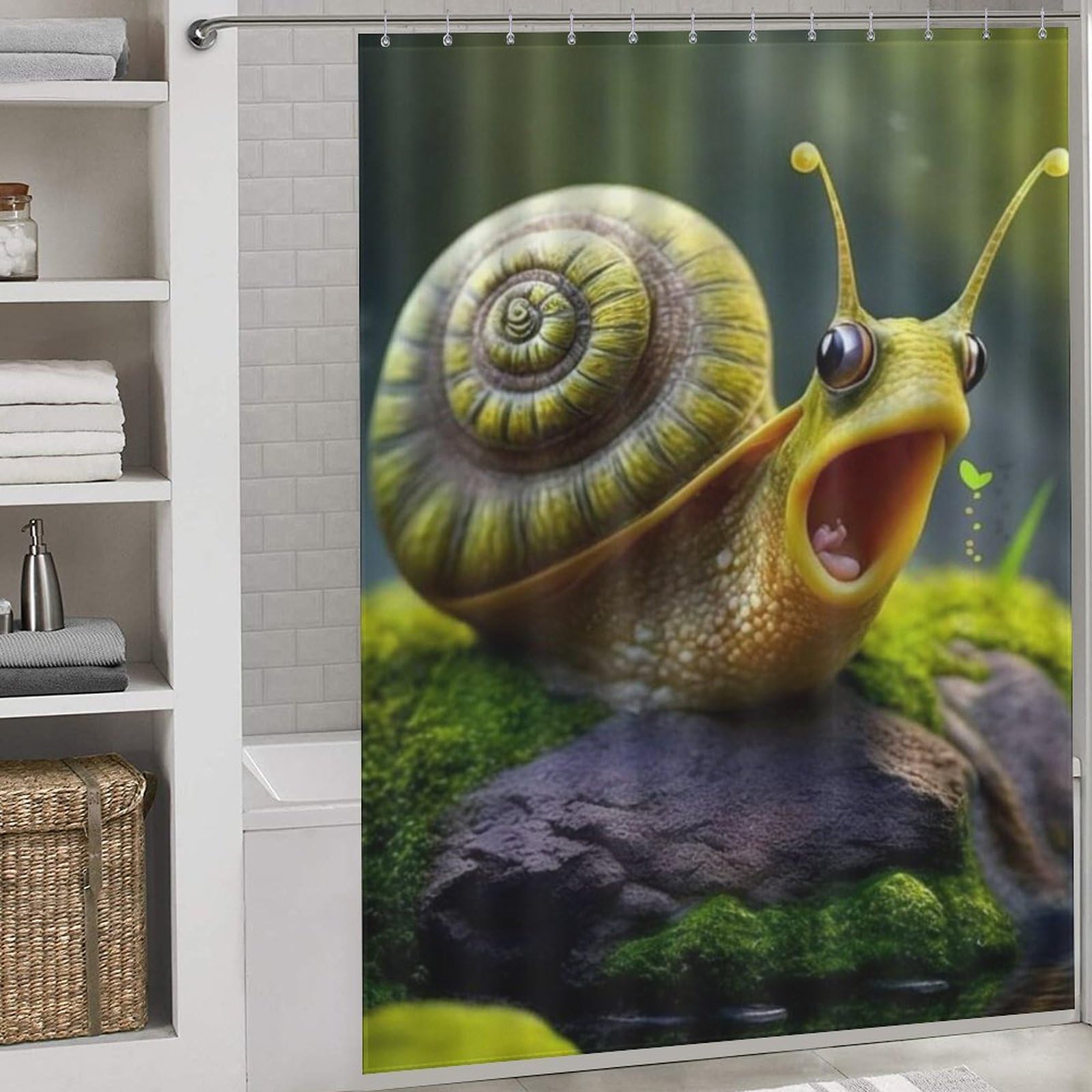 Rideau de douche pour salle de bain familiale rideaux polyester motif escargots