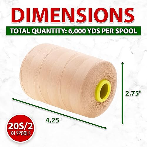 Vista 496 de Mandala Crafts - Hilo de coser multiusos de poliéster para máquina de coser de sarga, sobrehilado, acolchado Beige