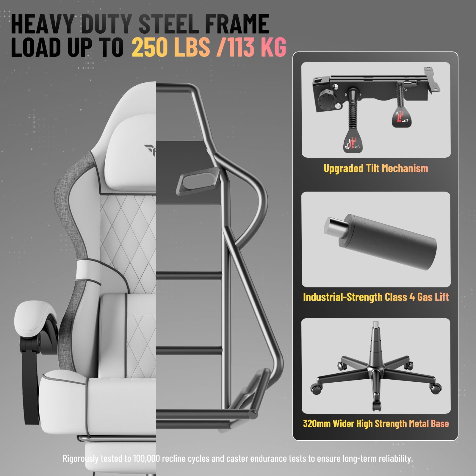 Ferghana Chaise Gaming Ergonomique，Fauteuil Game en Respirant，Gaming Chair avec Réglable Appui-tête,Coussin Lombaire Massage,Repose-Pied,Chaise de Bureau PC pour Bureau de Jeu (Blanc,Tissu Lin)