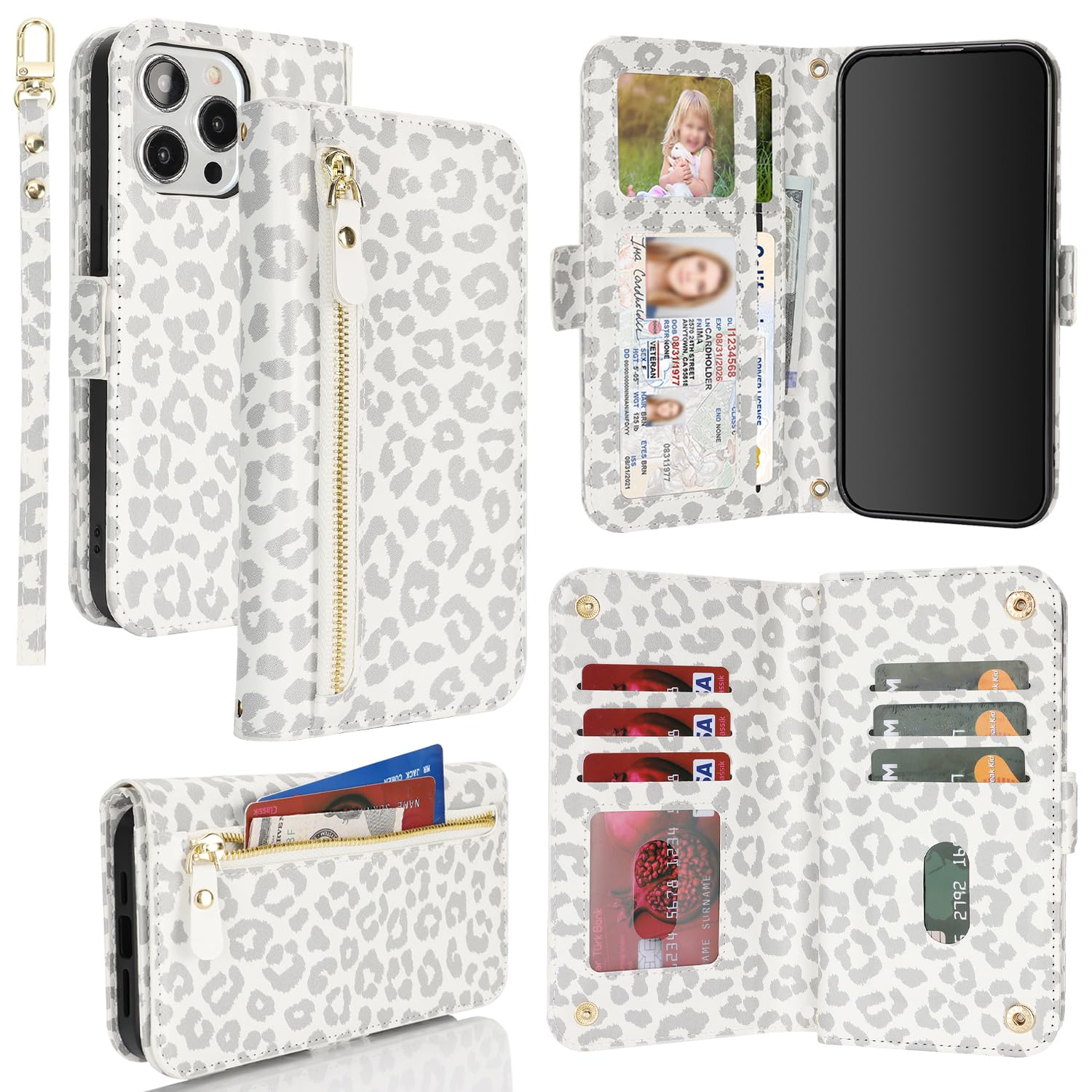 Coque iPhone 12 Pro Max étui portefeuille léopard - 9