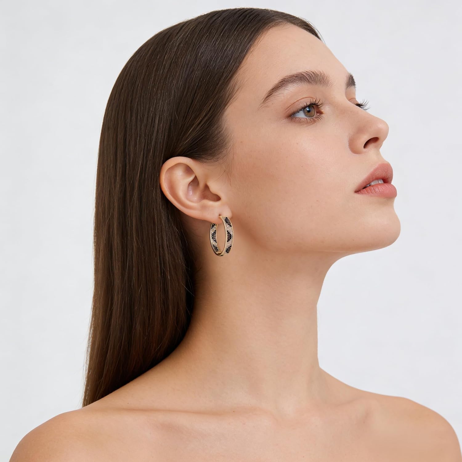 Shinny Animal Leopard Print Earrings Cubic Zirconia Paving Gold Plated Women Hoop Earrings Statement Chunky Circle Huggie Earrings - Image 6